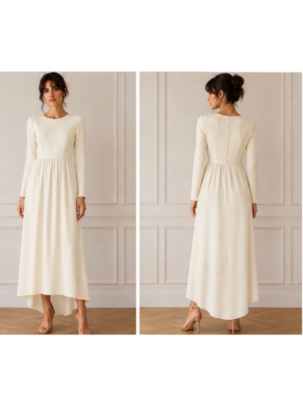 Bonpoint French Designer High Low Dress Velvet & Silk Cream Size S New!